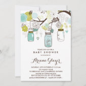 Blue Whimsical Mason Jars Baby shower Invitation Kaart (Voorkant)