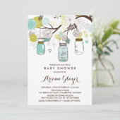 Blue Whimsical Mason Jars Baby shower Invitation Kaart (Staand voorkant)