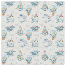Blue Whimsical Nursery Fabric