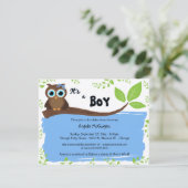Blue Whimsical Owl Baby shower nodigt uit Kaart (Staand voorkant)