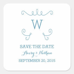 Blue Whimsical Save the Date Stickers