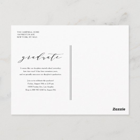 Blue Whimsical Script Class of 2023 Afstuderen Briefkaart (Achterkant)