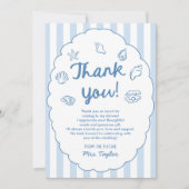 Blue Whimsical Seashell Coastal Bridal Shower Bedankkaart (Voorkant)