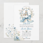 Blue Whimsical Silly Goose Baby Shower Invitation Kaart (Voorkant / Achterkant)