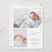 Blue Whimsy | Twee foto-Baby geboorteaankondiging Aankondiging (Voorkant)