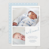 Blue Whimsy | Twee foto-Baby geboorteaankondiging Aankondiging (Voorkant / Achterkant)