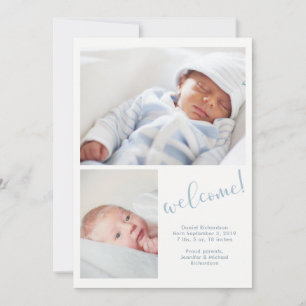 Blue Whimsy Twee foto-Baby geboorteaankondiging Aankondiging