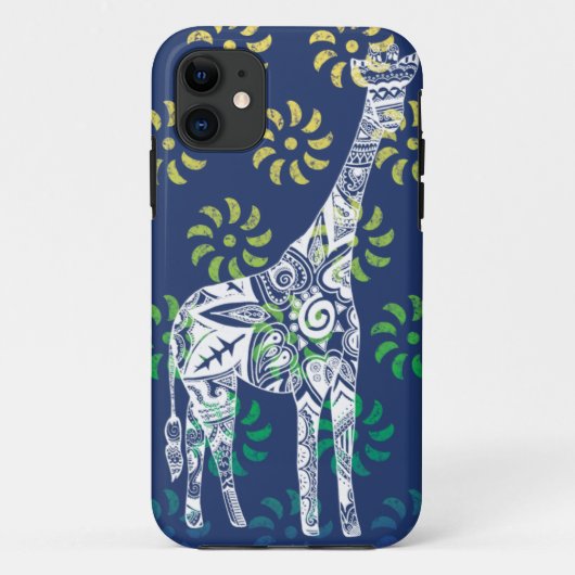 Blue Whirls Giraffe iPhone Case (Achterkant)