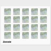 Blue Whisper Floral - Trouwen Vierkante Sticker (Vel)