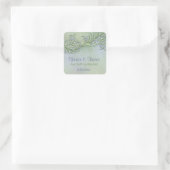 Blue Whisper Floral - Trouwen Vierkante Sticker (Tas)