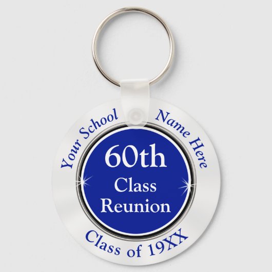 Blue White , 60th Class Reunion Gifts Sleutelhanger (Voorkant)