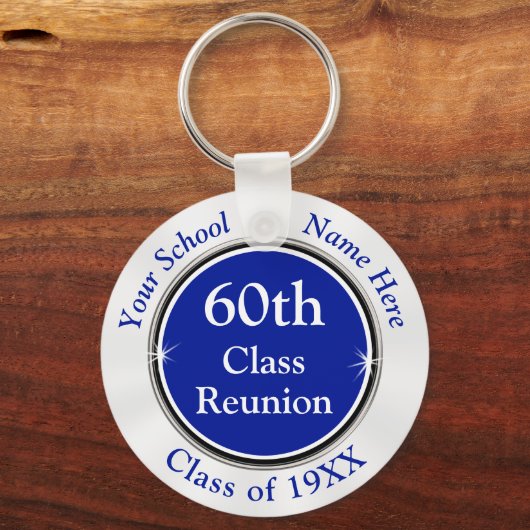 Blue White , 60th Class Reunion Gifts Sleutelhanger (Voorkant)