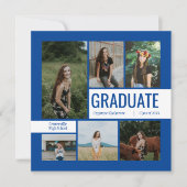Blue & White 6 Photo Afstuderen Invitation (Voorkant)