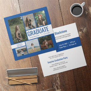 Blue & White 6 Photo Afstuderen Invitation