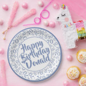 Blue/White 70th Random Number Pattern Papieren Bordje (Feest)