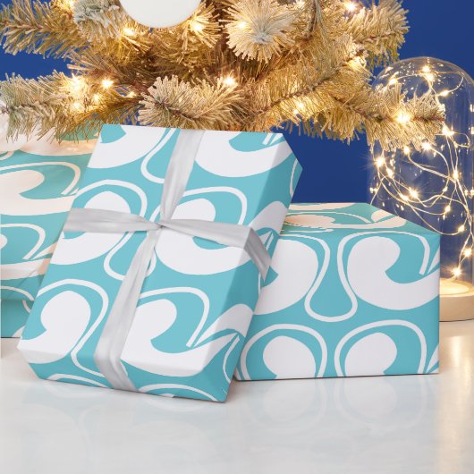 Blue White Abstract Curve Pattern Decorative Cadeaupapier (Feestdagen)