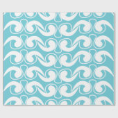 Blue White Abstract Curve Pattern Decorative Cadeaupapier (Vlak)