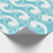 Blue White Abstract Curve Pattern Decorative Cadeaupapier (Hoek)