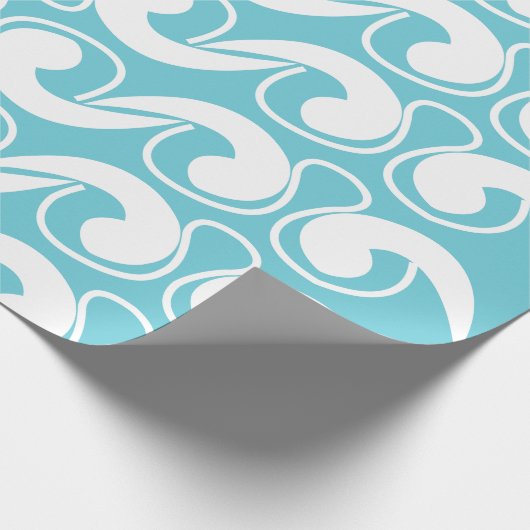 Blue White Abstract Curve Pattern Decorative Cadeaupapier (Hoek)