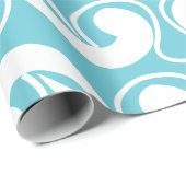 Blue White Abstract Curve Pattern Decorative Cadeaupapier (Rol Hoek)