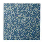 Blue & White Abstract Geometric Pattern Tegeltje<br><div class="desc">elegant blue and white abstract geometric pattern ceramic tile , modern simple abstract blue and white home gift.</div>