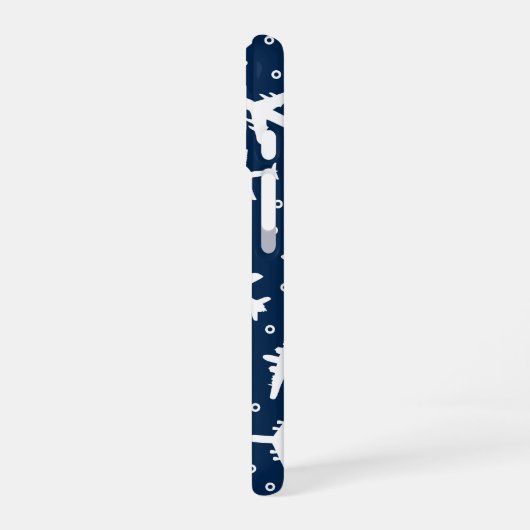 Blue White Aircraft Pattern iPhone 16 Hoesje (Linkerkant)