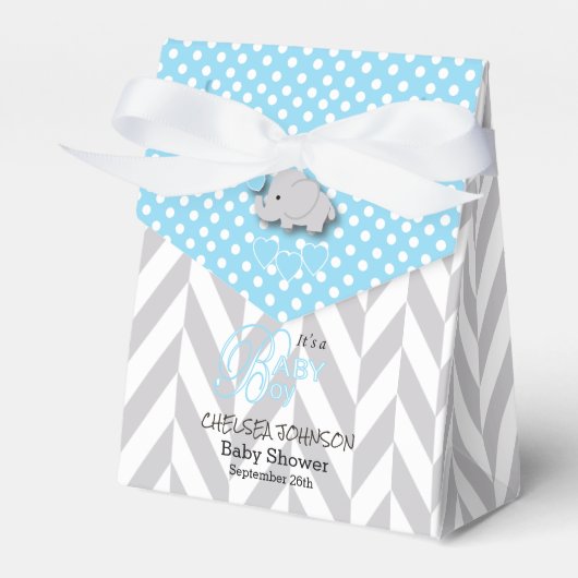 Blue, White and Gray Elephant Bedankdoosjes (Voorkant Zijde)