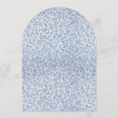 Blue White Arch Floral Boy Baptism First Birthday Kaart (Achterkant)