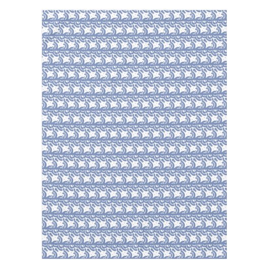 Blue White Art Design Patroon Tafelkleed (Voorkant)