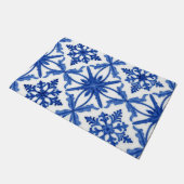 Blue White Azulejo Tile Floral Pattern Deurmat (Schuin)