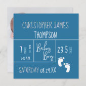 Blue White Baby Boy Foto geboorteaankondiging Aankondiging (Voorkant / Achterkant)