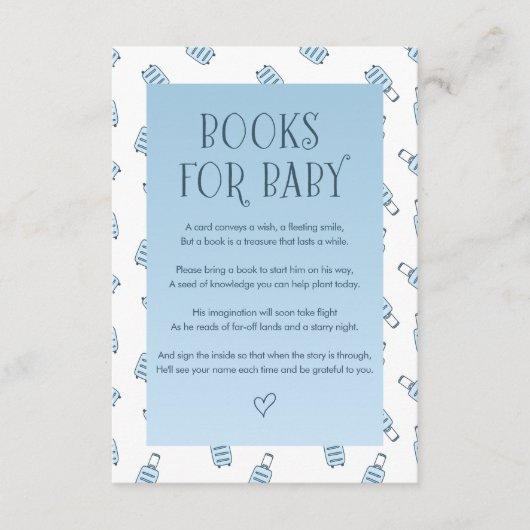 Blue White Bagage Boeken voor Baby Informatiekaartje (Voorkant)