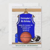Blue White Basketball Jersey Birthday Party Kaart (Achterkant)