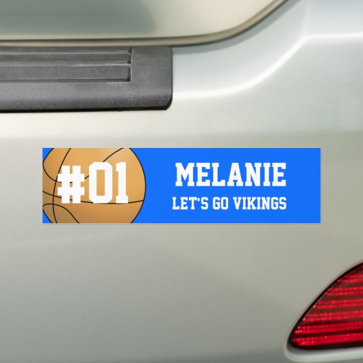Blue White Basketball Team Bumpersticker (Op auto)