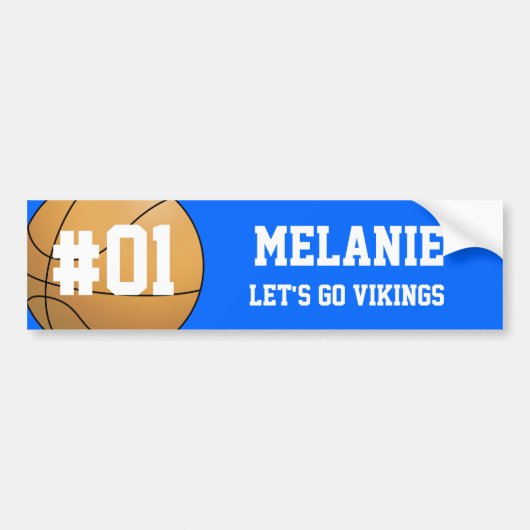 Blue White Basketball Team Bumpersticker (Voorkant)