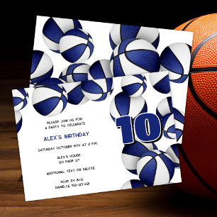 Blue White Basketballs Jongens Verjaardagsfeest Kaart