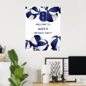 Blue White Basketballs verjaardagsfeestje welkom Poster (Thuiskantoor)