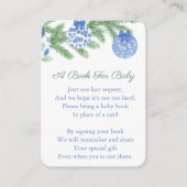 Blue White Bauble Holiday Baby shower brengt boek  Informatiekaartje (Voorkant)