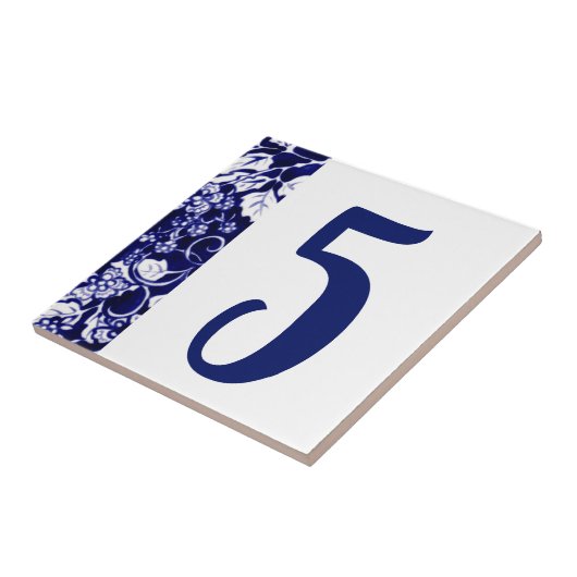 Blue White Berry Vine Flower House Number Sjabloon Tegeltje (Zijkant)