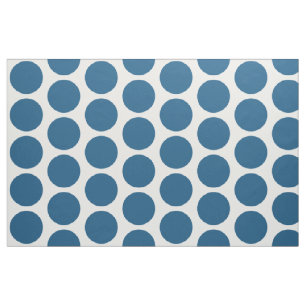 Blue White Big Polka Dots Fabric Stof