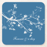 Blue White Bird Branches Wedding Kartonnen Onderzetters<br><div class="desc">Blue White Bird Branches Romantic Wedding</div>