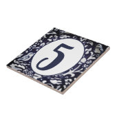 Blue White Bird Flower Woodland House Number Oval Tegeltje (Zijkant)