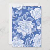 Blue White Birds Peony Chinoiserie Garden Wedding Kaart (Achterkant)