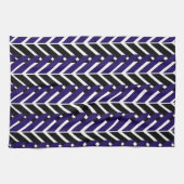Blue White Black Geometric Chevron Pattern Theedoek (Horizontaal)