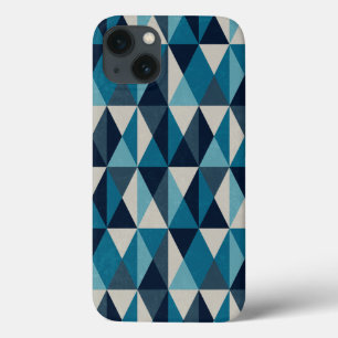 Blue White Black Geometric Rhombic Pattern Case-Mate iPhone Case