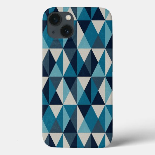Blue White Black Geometric Rhombic Pattern Case-Mate iPhone Case (Achterkant)