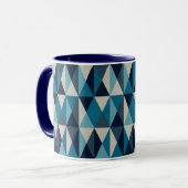 Blue White Black Geometric Rhombic Pattern Mok (Voorkant links)
