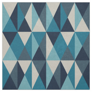 Blue White Black Geometric Rhombic Pattern Stof
