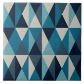Blue White Black Geometric Rhombic Pattern Tegeltje (Voorkant)