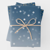 Blue White Bokeh Gold Glitter Confetti Christmas Inpakpapier Vel (In situ)